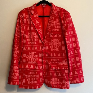 Men’s Merry Christmas Ya Filthy Animal Red‎ Jacket Size M Home Alone